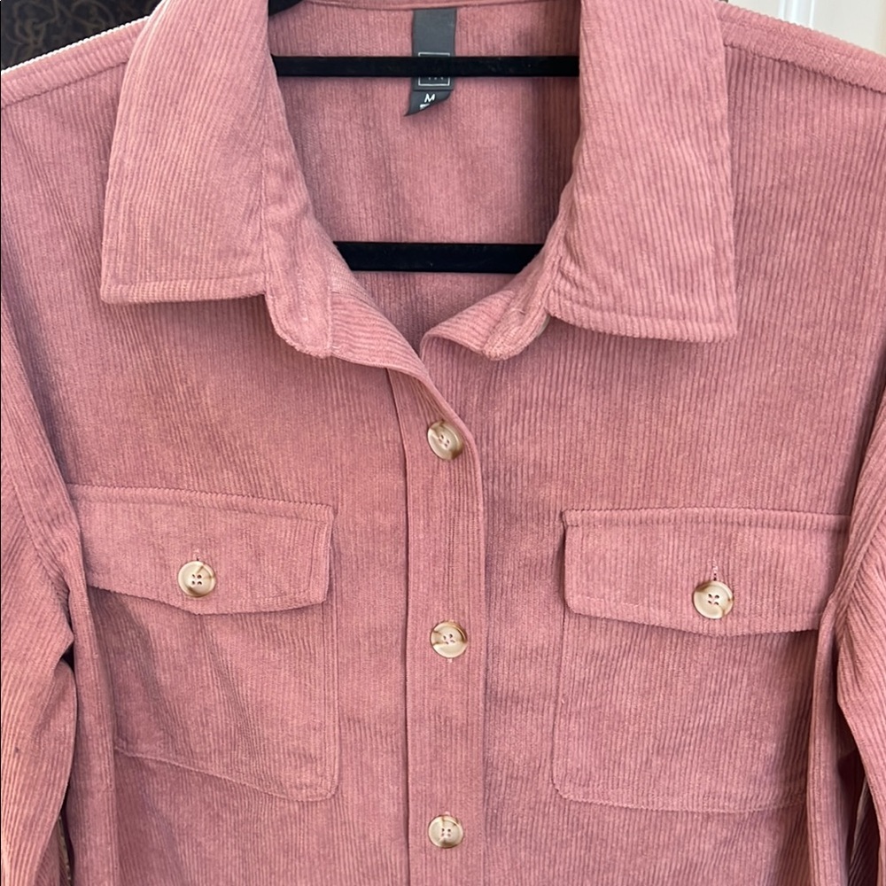 Alya mauve Corduroy Button-Up Shirt/lightweight. Super soft. Front pocke… - Picture 2 of 6
